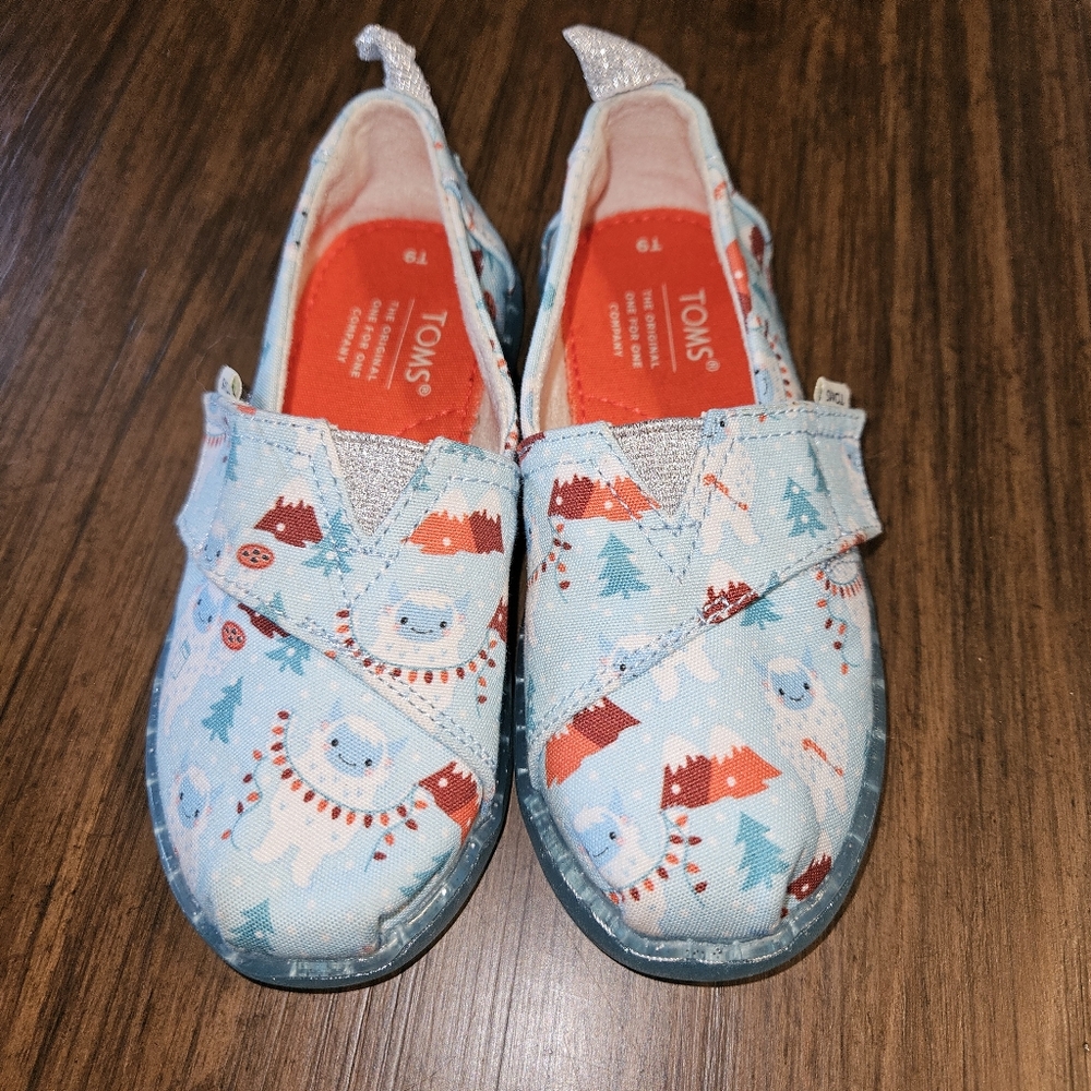 TOMS Kids Toddler Girls Alpargata Holiday Slip On Flat Flats Casual Size 9